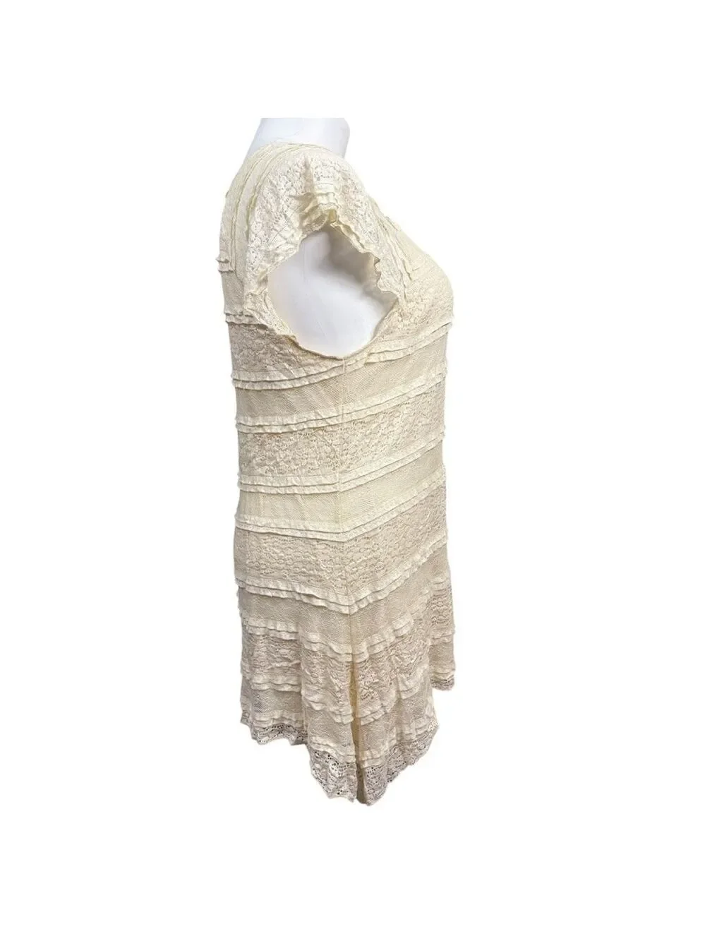 Indigo Soul Ivory Lace Ruffle Tunic Top XL‎ NWT